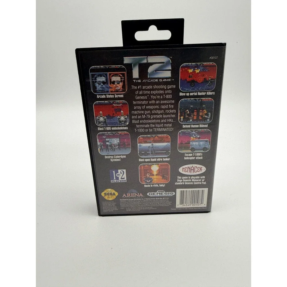 T2 The Arcade Game Sega Genesis 16-Bit Cartridge Case Manual CIB Tested